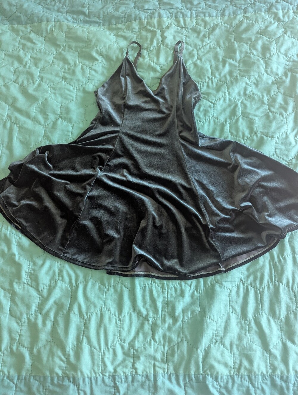 Blackmilk Green Velvet Strappy Skater Dress